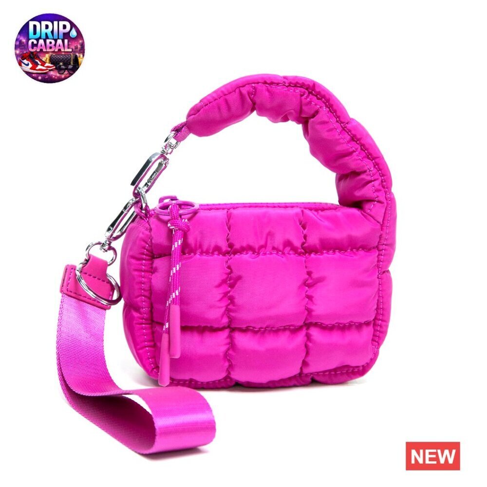 Quilted Puffer Wristlet Bag Mini Lipstick Charm Evening Clutch Chic